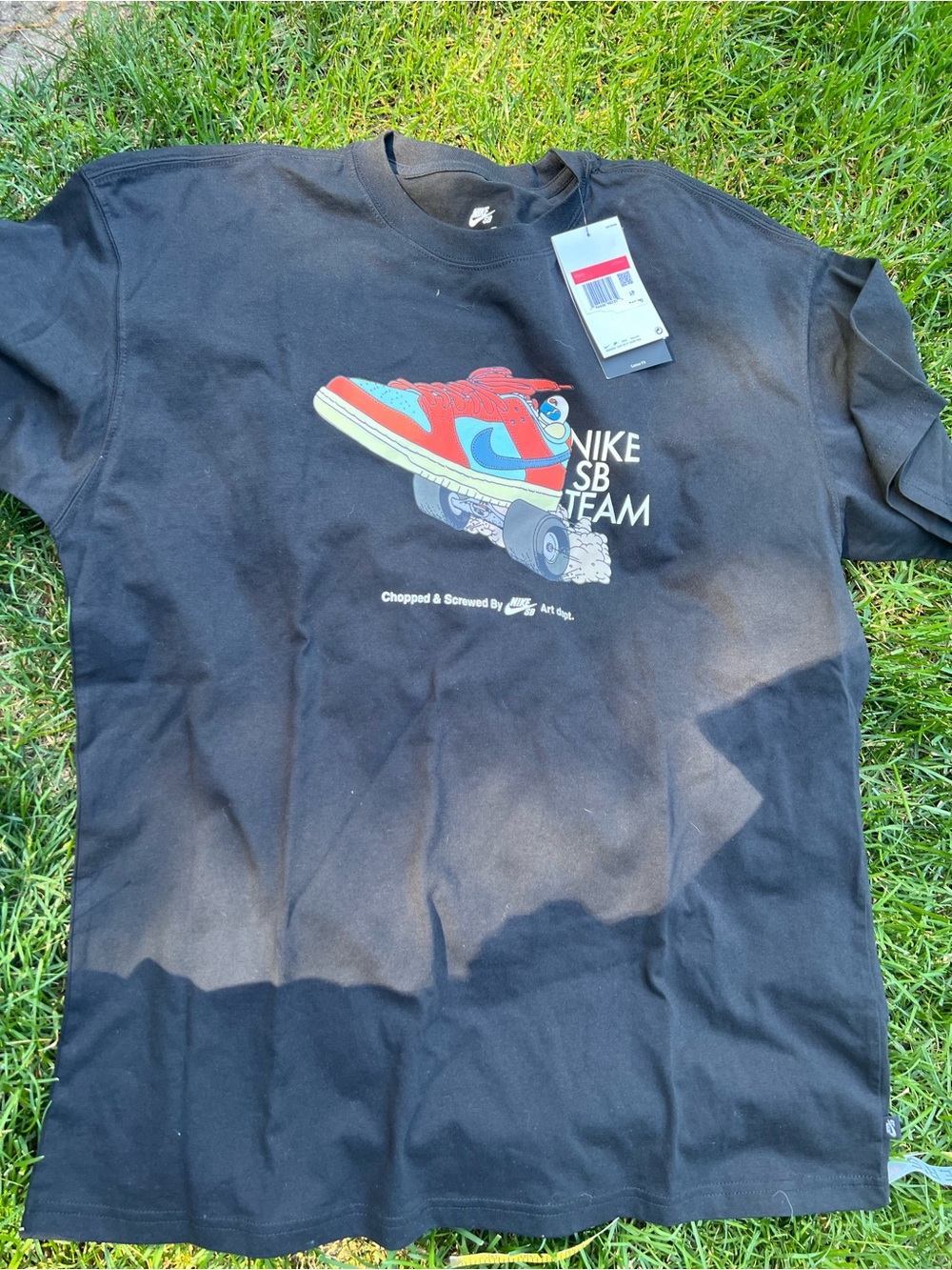 Nike Black Tee with Red and Light Blue Sneaker Graphic